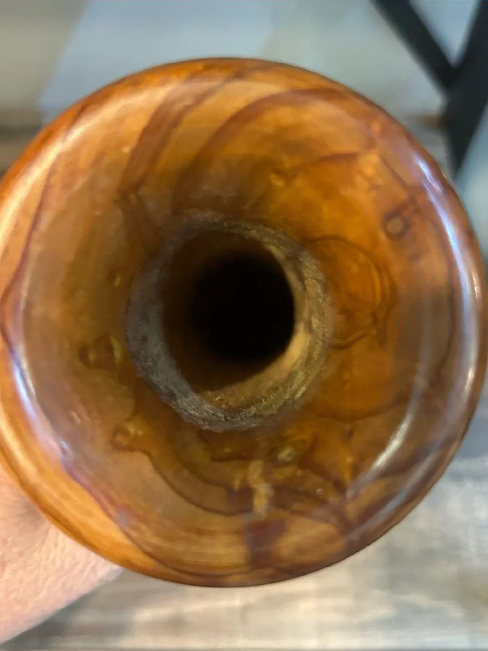 Birdseye Maple Burl Wood Turned Vase Decorative 9”
